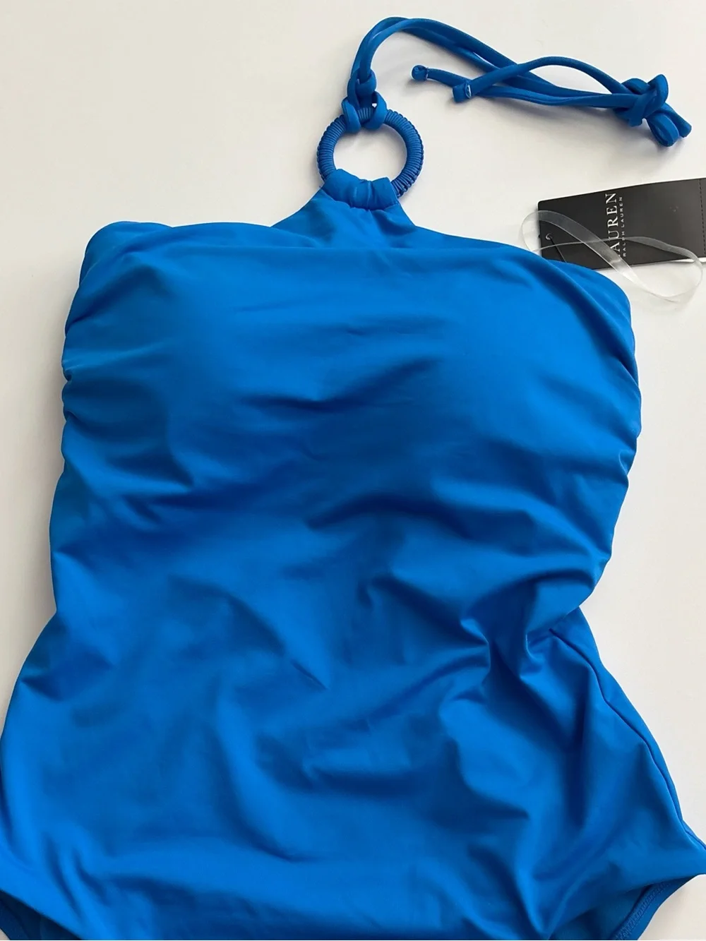 Lauren Ralph Lauren Macrame-Ring One Piece Swimsuit Electric Blue NWT 10